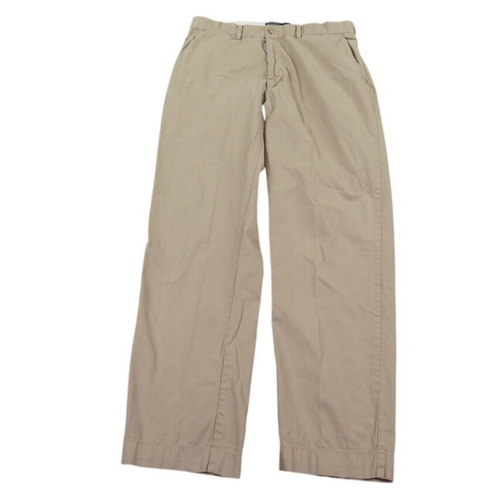 VTG Polo Ralph Lauren Chino Pants Men 34x31 Tan Cotton Flat Front Classic Fit